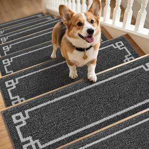 BEQHAUSE Non Slip Stair Treads for Wooden Steps Indoor Washable Stair Runner 28inX9in…