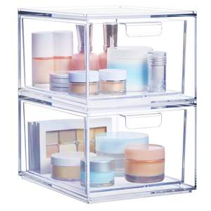 STORi Audrey Stackable Clear Bin Plastic Organizer Drawers | 2 Piece Set | Organize…