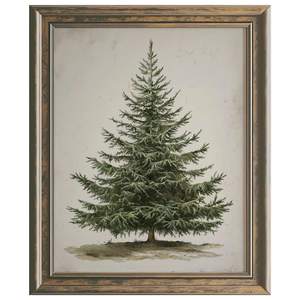 Vintage Christmas Tree Print, Rustic Pine Tree Winter Wall Art, Botanical Christmas Decor…
