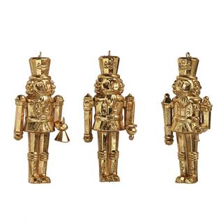 Raz 5 Inch Gold Nutcracker Ornaments - Set of 3 Assorted