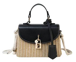 Straw Crossbody Bag for Women Hand Woven Shoulder Bag Leather Top Handle Small Boho Purse…