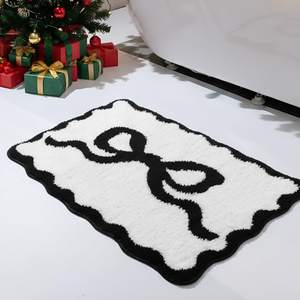 Tinideya Black Bow Bathroom Rug 20" x 32" Scalloped Bow Bath Mat Non Slip Cute Coquette…