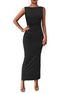 PRETTYGARDEN Women's Bodycon Midi Wedding Guest Dresses | Soft Stretchy,Sleeveless Boat…