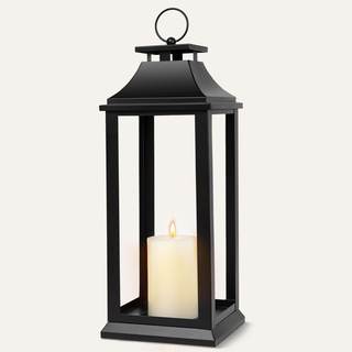 Modern Farmhouse Black Lantern Candle Holder – 22” Hanging Decorative Lantern for Indoor…
