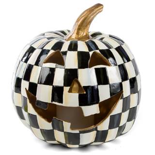 MACKENZIE-CHILDS Courtly Check Illuminated Jack-O’-Lantern, Black-and-White Light-Up…