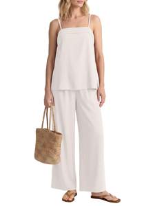 Womens Two Piece Sets Summer Spaghetti Strap Top Wide Leg Pants | 2 Piece Lounge Set…