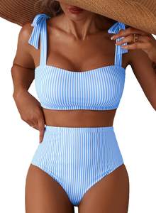 Herseas Women's Tie Shoulder Bikini Sets 2 Piece High Waisted Swimsuits | Removable…