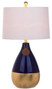 SAFAVIEH Lighting - Kingship 24-Inch Glass Table Lamp Set of 2 - Navy & Gold - Glam…