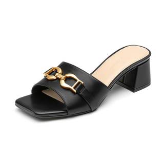 Athlefit Raffia Heeled Sandals Women Slip On Chunky Block Heels for Summer | Raffia & PU…