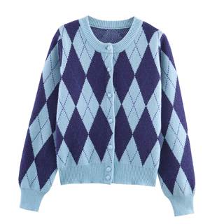 KEOMUD Argyle Sweater Women Vintage Knit Cardigan Sweater Long Sleeve Button Down Soft…