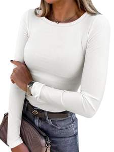 ANRABESS Women Long Sleeve Shirts Rib Knit Slim Fit Tops Basic Tee Spring Outfits Casual…
