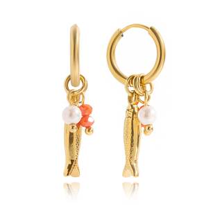 Beach Fish Starfish Conch Earrings for Women, Boho Gold Pearl Bead Ocean Earrings…