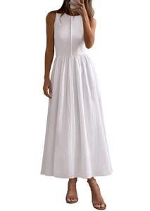 PRETTYGARDEN Pleated Maxi Dresses for Women with Pockets | Sleeveless A-Line Knit,Summer…