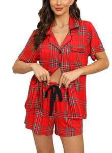 Samring Womens Pajamas Set Short Sleeve Button Down Sleepwear 2 Piece Pjs | Lounge…