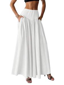 Milumia Women's Pleated Flowy Long Skirts High Waist Maxi Skirt with Pocket | Drop Waist…
