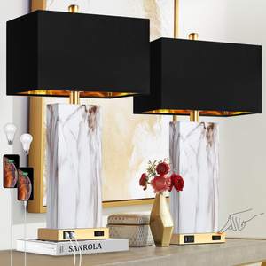 Touch Control Table Lamps Set of 2, Modern Contemporary Bedside Lamp with 2 USB Ports 1…