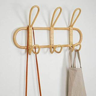 Tuklye Wall Hooks,Nature Rattan Garments Organizer Rack Clothes Hat Hanging Hook Rattan…