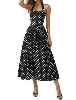 Lingswallow Polka Dot Dress for Women Vintage Tea Party Halter Maxi 2026 | Cinched Waist…