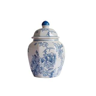 12 inches Ginger Jar Lid- Blue flowers bird Ceramic Decorative with Lid flower vase，…