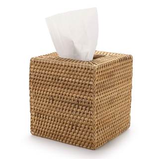 Rattan Tissue Box Cover Square, Hand Woven Wicker Tissue Holder, 5.5 x 5.5 X 5.7 inch…