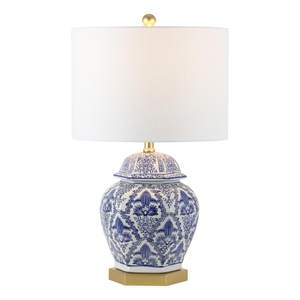 JONATHAN Y Gretchen 25" Ginger Jar Ceramic LED Table Lamp, Blue/White | Chinoiserie…