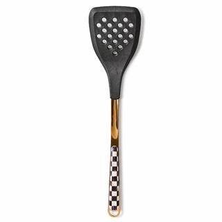 MACKENZIE-CHILDS Silicone Slotted Spatula, Black-and-White Courtly Check | Decorative…