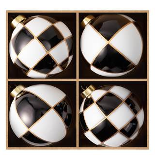 WDS WONDROUS Christmas Ornaments Black and White, Xmas Ball Shatterproof | Set of 4…