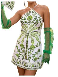 MakeMeChic Women's Boho Dresses Tropical Hawaiian Dresses Beach Outfits | Backless, Mini…
