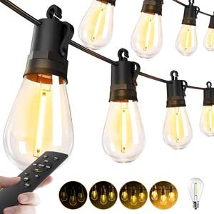 Outdoor String Lights Patio LED - 15M 50FT Outside Waterproof Dimmable | Shatterproof…