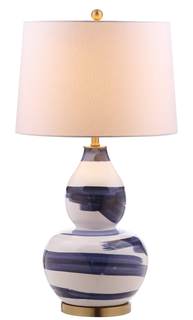 SAFAVIEH Lighting Collection Aileen Abstract Blue/ Gold Brushstroke 33-inch Bedroom…