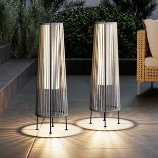 Grand patio Outdoor Floor Solar Light 2-Pack, Wicker Solar Patio Lamp Waterproof Outside…