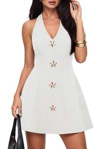 PRETTYGARDEN Women's Summer Halter V Neck Cocktail Dresses | Sleeveless A Line Mini…