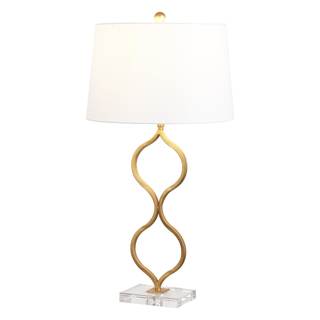 JONATHAN Y Levi Table Lamp 31.5" Curved Metal and Crystal, Gold Painting | Modern Glam…