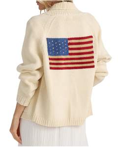 Women's American Flag Cardigan Long Sleeve Shawl Collar Button Down Fall Chunky Knit…
