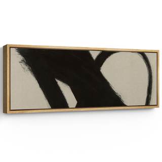 SIGNFORD Large Framed Canvas Print Wall Art Minimalist Bold Black Brushstroke Abstract…