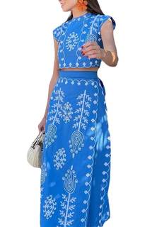 THLAI Women's Bohemian Floral Printed 2 Piece Set Crop Tank Top & Beach Party Maxi Dress…