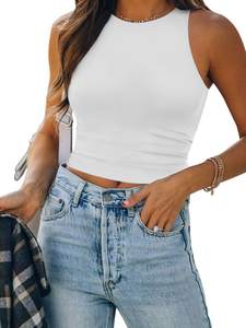 ATHMILE Womens Double Lined Crop Tank Tops Casual Basic Shirts Sleeveless Workout Tops…