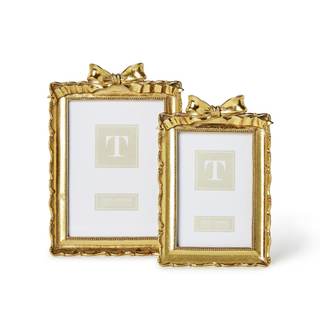 Two's Company Vintage Gold Frames with Accent Bow, Resin, Set of 2