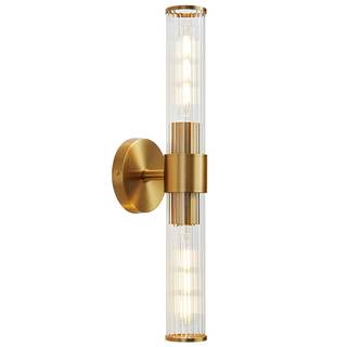 Hardwired Gold Bathroom Vanity Light Threaded Glass Wall Sconce | Up & Down Bidirectional…