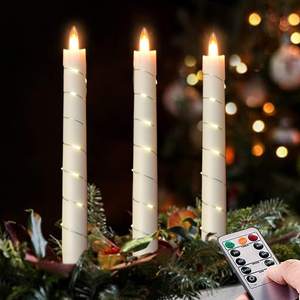 Flameless Cone Candle with Built-in Star String Light, 11-Button Remote Control, Timer…
