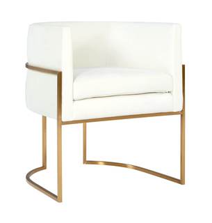 Tov Furniture Giselle Upholstered Velvet Dining Chair with Metal Frame (Cream with Gold…