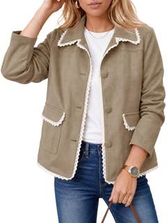Tankaneo Womens Faux Suede Leather Jackets Trendy Casual Button Down Coats | Vintage…