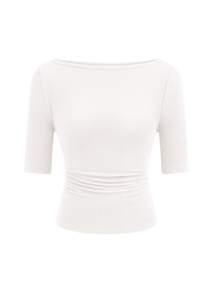 PRETTYGARDEN Womens Boat Neck Basic Short Sleeve Tops | Comfy Stretchy Ribbed Knit…