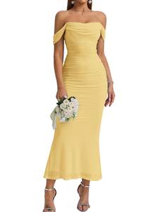 KUTUMAI Women Off Shoulder Maxi Long Corset Formal Wedding Guest Dress | 2 Boens, Mesh…
