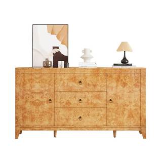 LUXOAK 60" Glossy Burl Wood Sideboard Buffet with Storage | Mid-Century Modern Style…