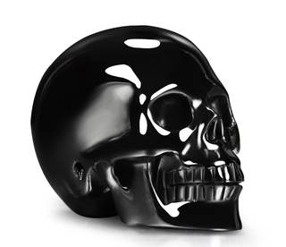 Skullis 2.0" Black Obsidian Crystal Skull Head, Hand Carved Gemstone Fine Art Sculpture…