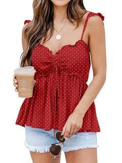 Poetsky Summer Beach Tanks for Women Sexy Going Out Tops Cute Peplum Babydoll Shirts…