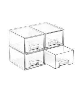 Vtopmart 4 Pack Small Clear Stackable Storage Drawers,Acrylic Bathroom Makeup…