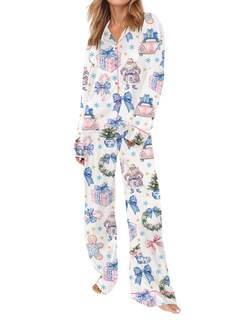 SHESHOW Satin Pajamas for Women Set Long Sleeve Button Down Animal Print Pjs Sets 2 Piece…