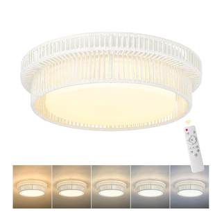 Rattan Light Fixtures Ceiling Mount, HWH 15W LED Flush Mount Ceiling Light 13'' Boho…